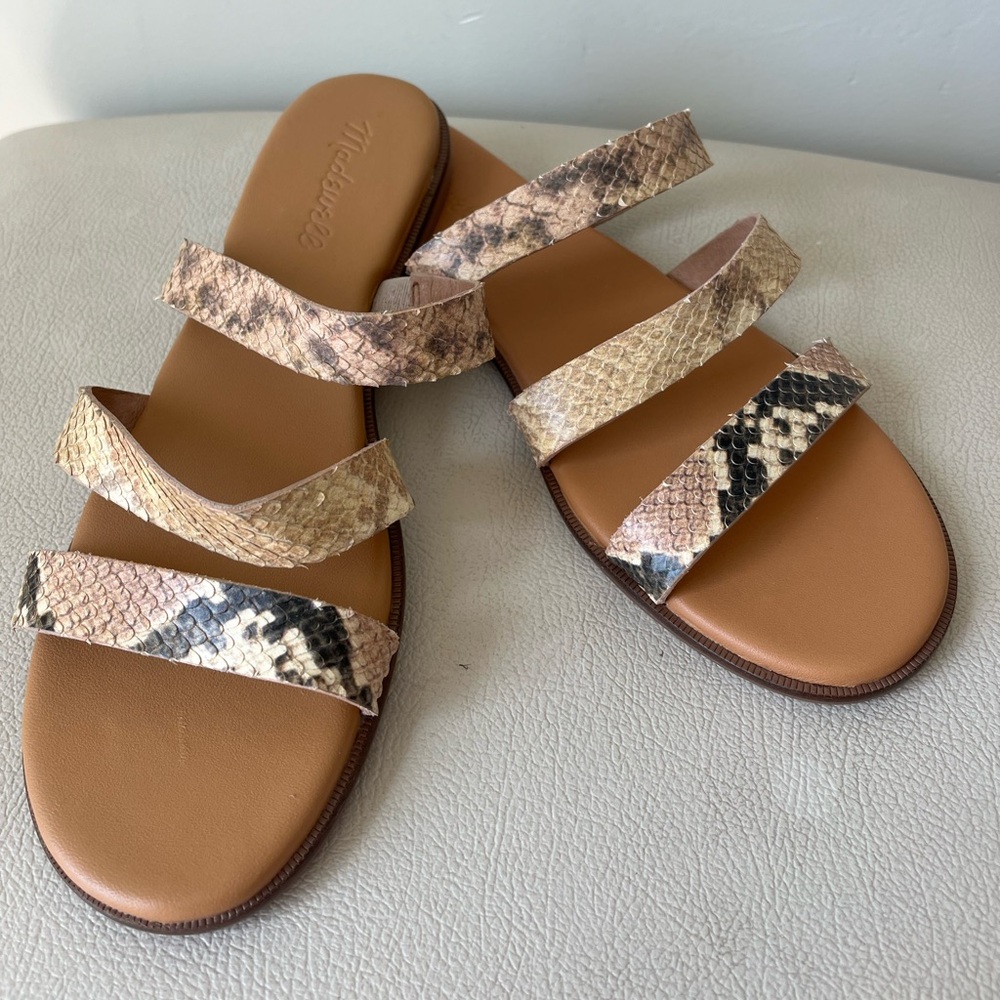 Madewell The Ilana Slide Sandal’s in Snake Embossed Leather Women’s Size 7.5